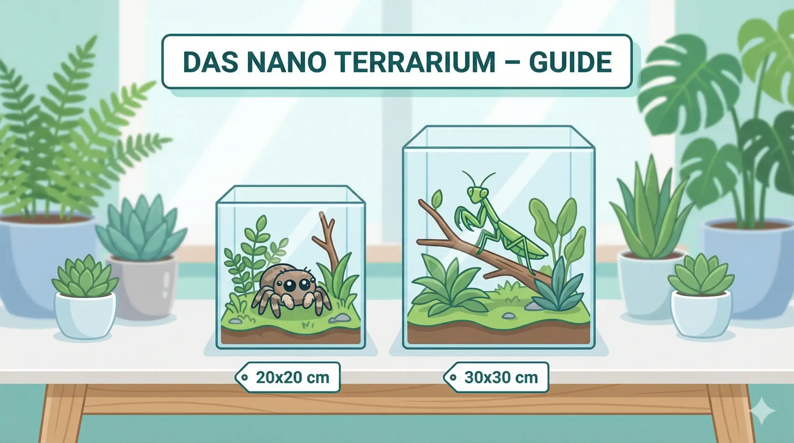 Infografik Nano Terrarium Guide: Vergleich von zwei kleinen Terrarien.